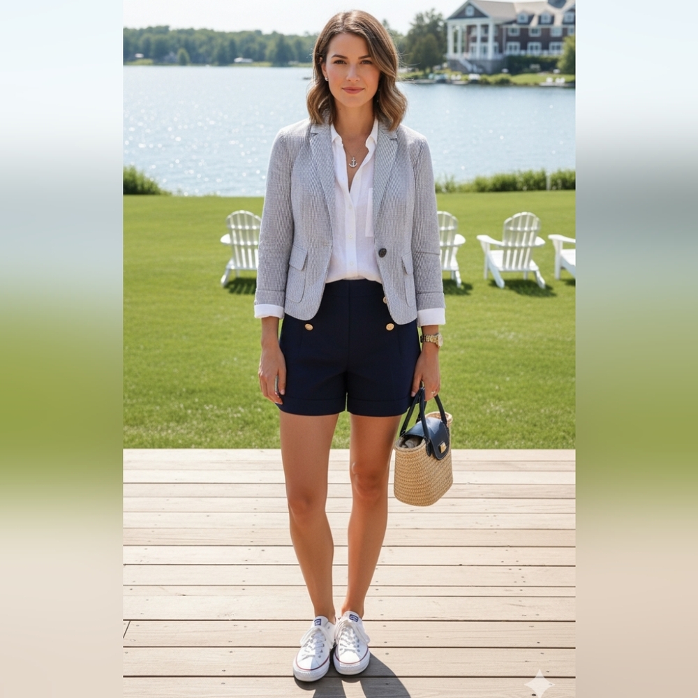 BR Seersucker Cropped Jacket